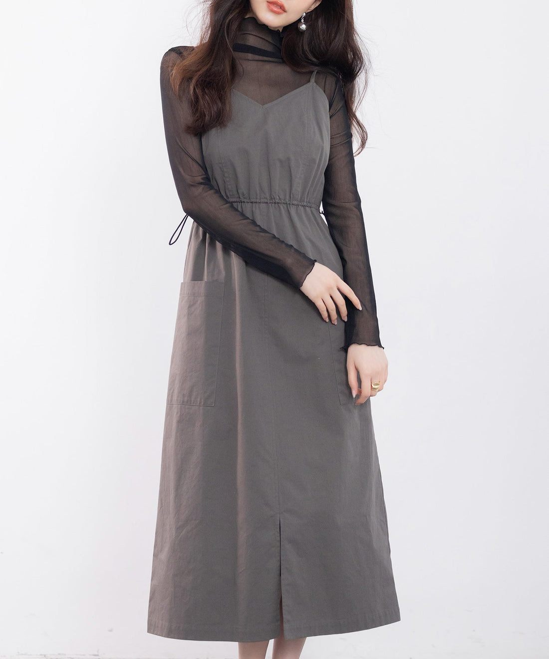 Drawstring V-Neck Cargo Camisole Dress OEM ODM reference 12 - additional view 12