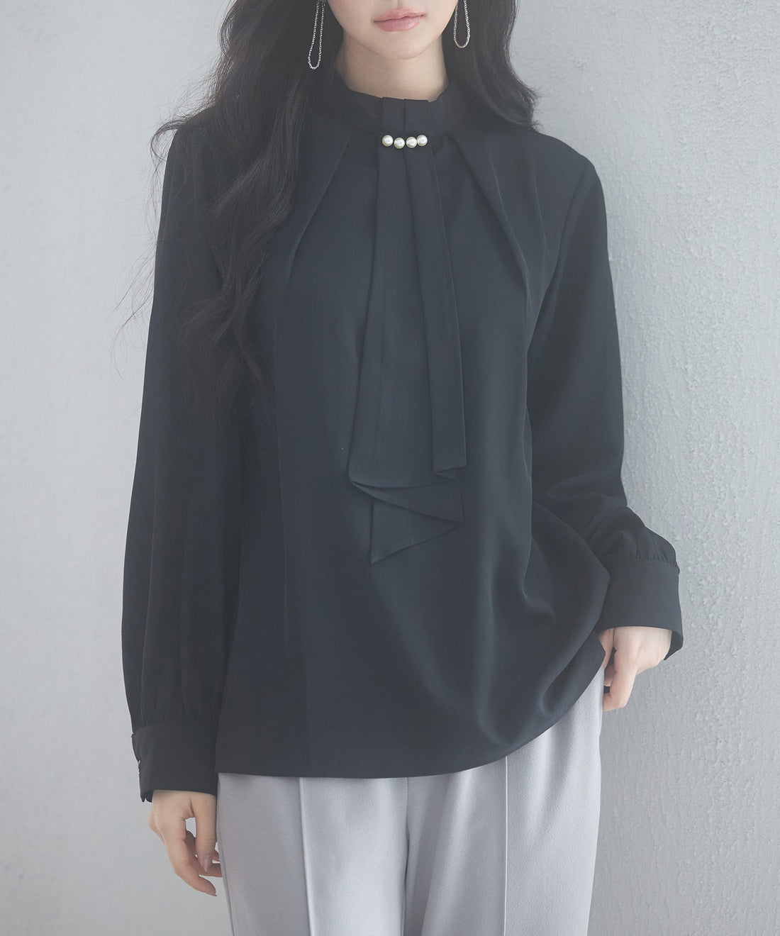 Stand-Collar Long-Sleeve Bow Blouse OEM ODM reference 13 - additional view 13