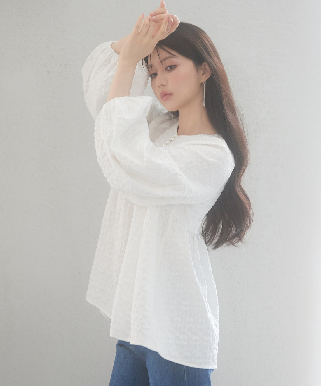 Pearl Key-Neck Peplum Blouse OEM ODM reference 9 - additional view 9