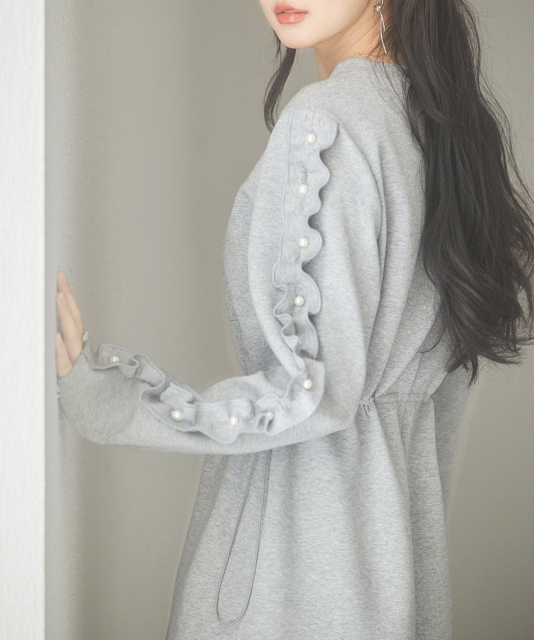 Ruffle Pearl-Sleeve Ponte Dress OEM ODM reference 13 - additional view 13