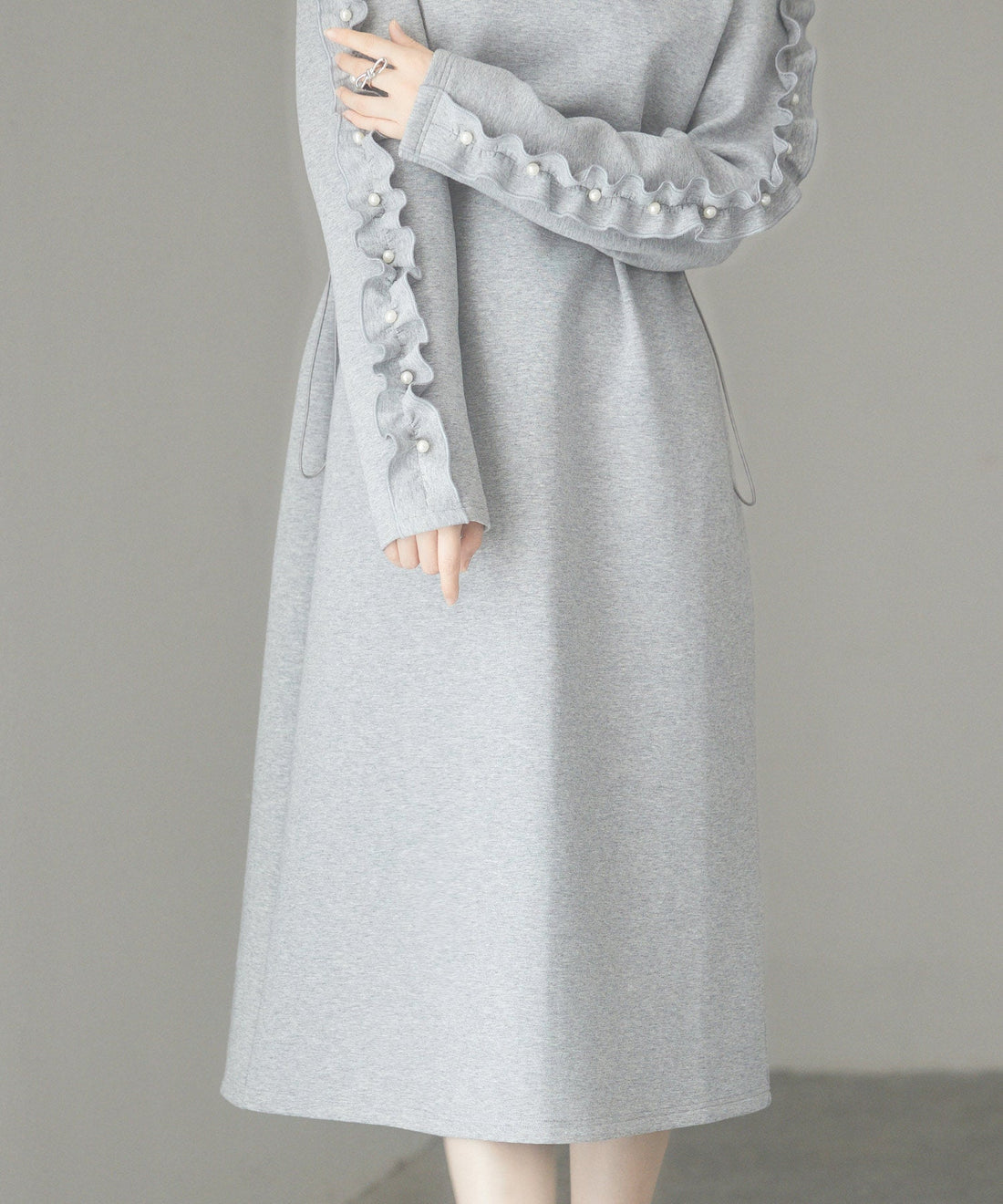 Ruffle Pearl-Sleeve Ponte Dress OEM ODM reference 14 - additional view 14