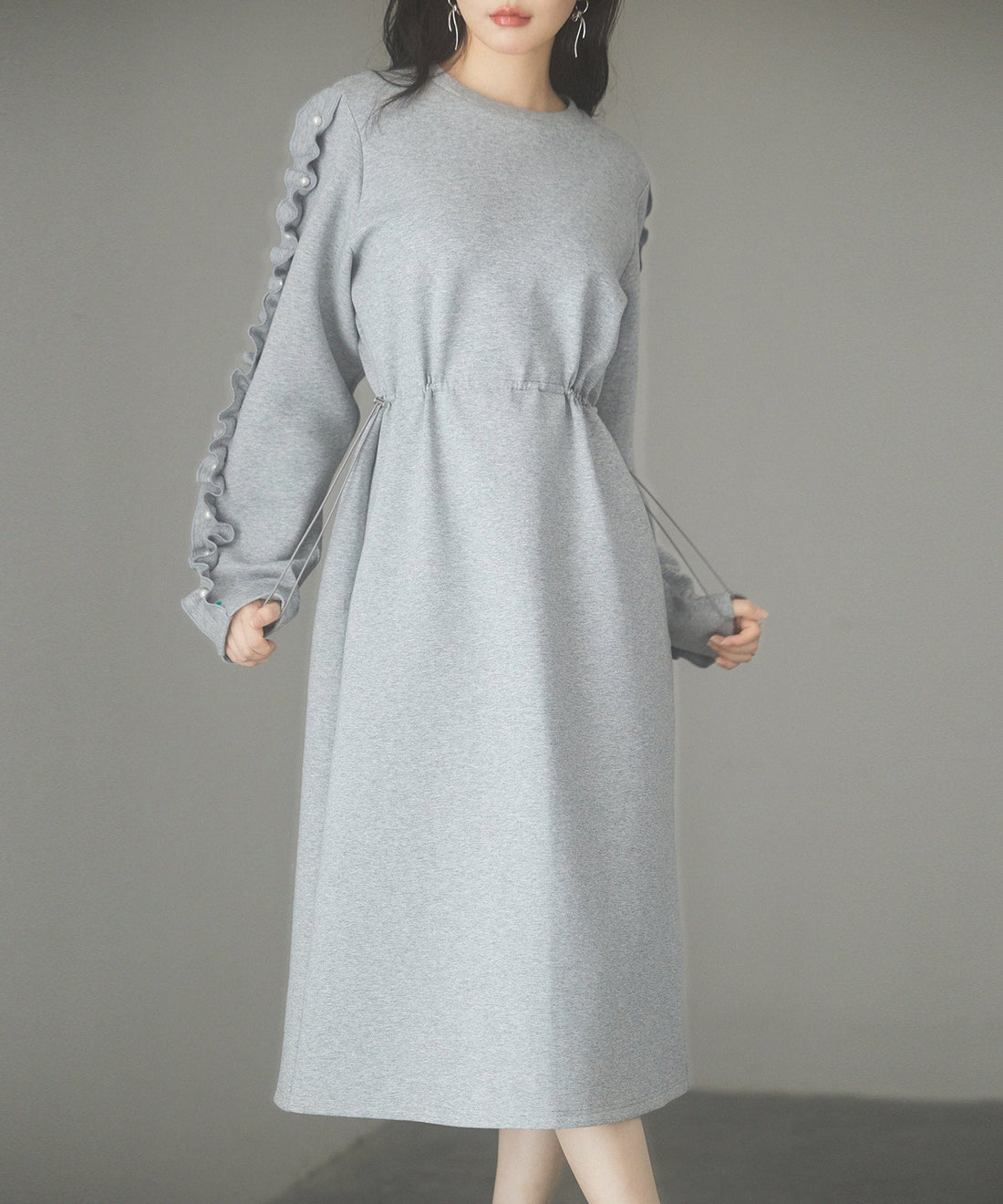 Ruffle Pearl-Sleeve Ponte Dress OEM ODM reference 15 - additional view 15