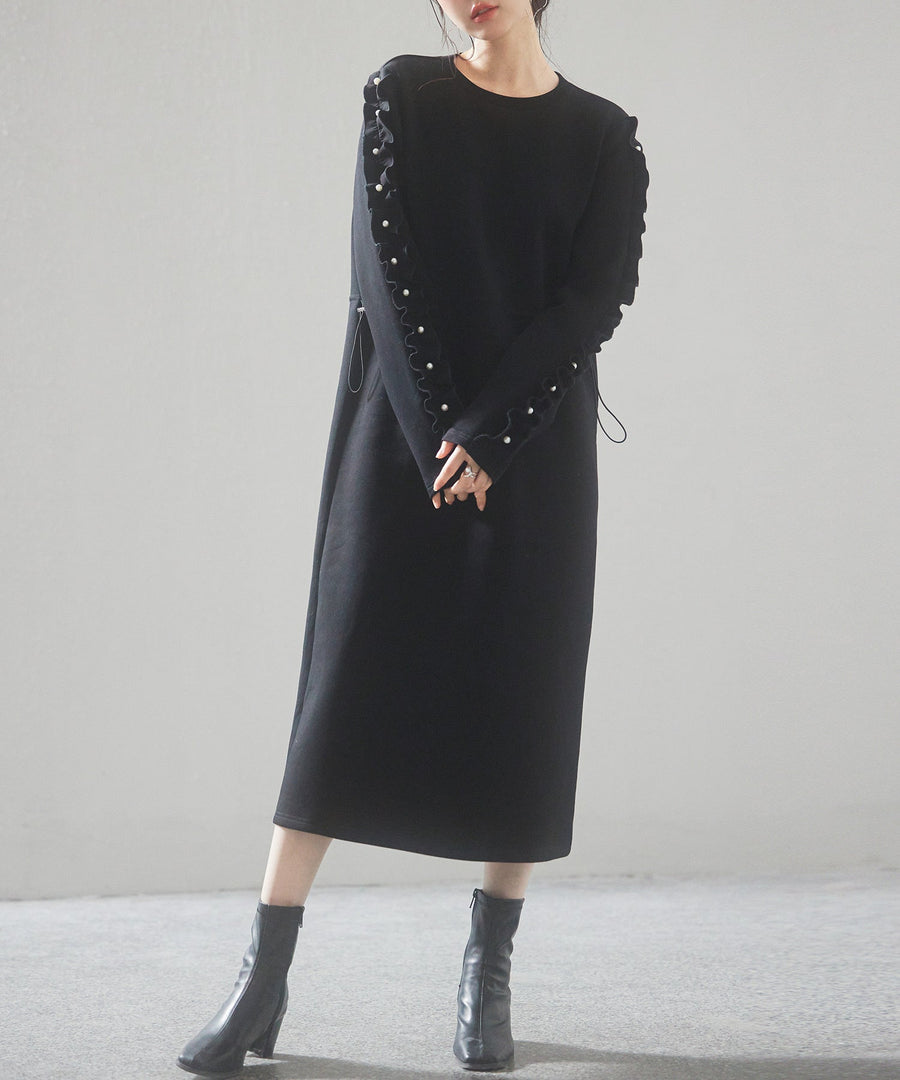 Ruffle Pearl-Sleeve Ponte Dress OEM ODM reference 1