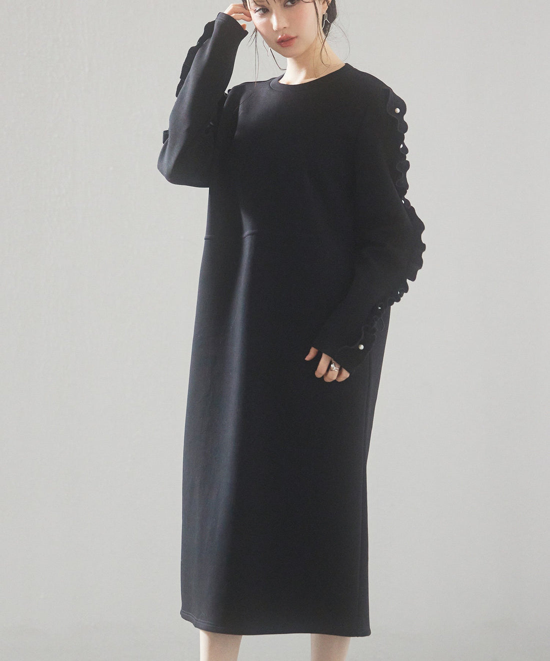 Ruffle Pearl-Sleeve Ponte Dress OEM ODM reference 8 - additional view 8