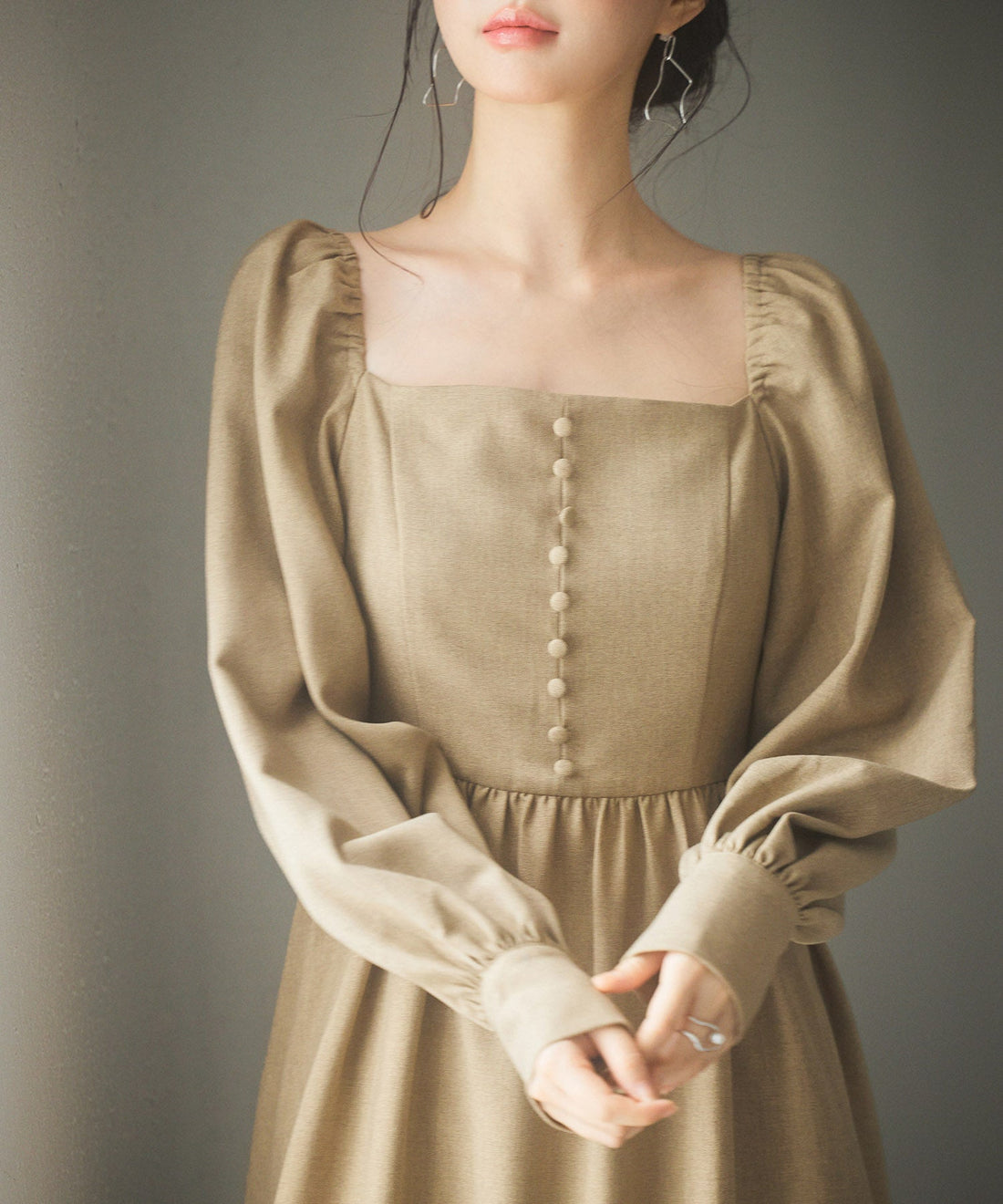 Square-Neck Gathered Flare Dress OEM ODM reference 11 - additional view 11