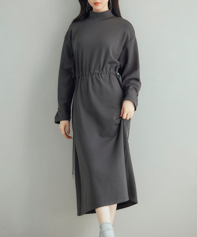 Drawstring-Waist Brushed-Back Dress OEM ODM reference 14 - additional view 14