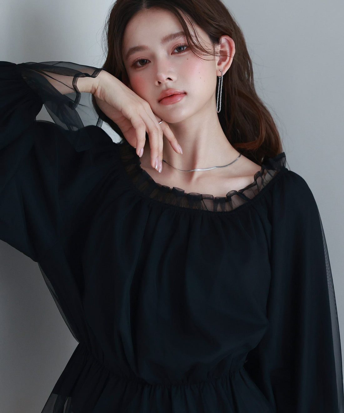 2-Way Neck Tulle Peplum Blouse OEM ODM reference 12 - additional view 12