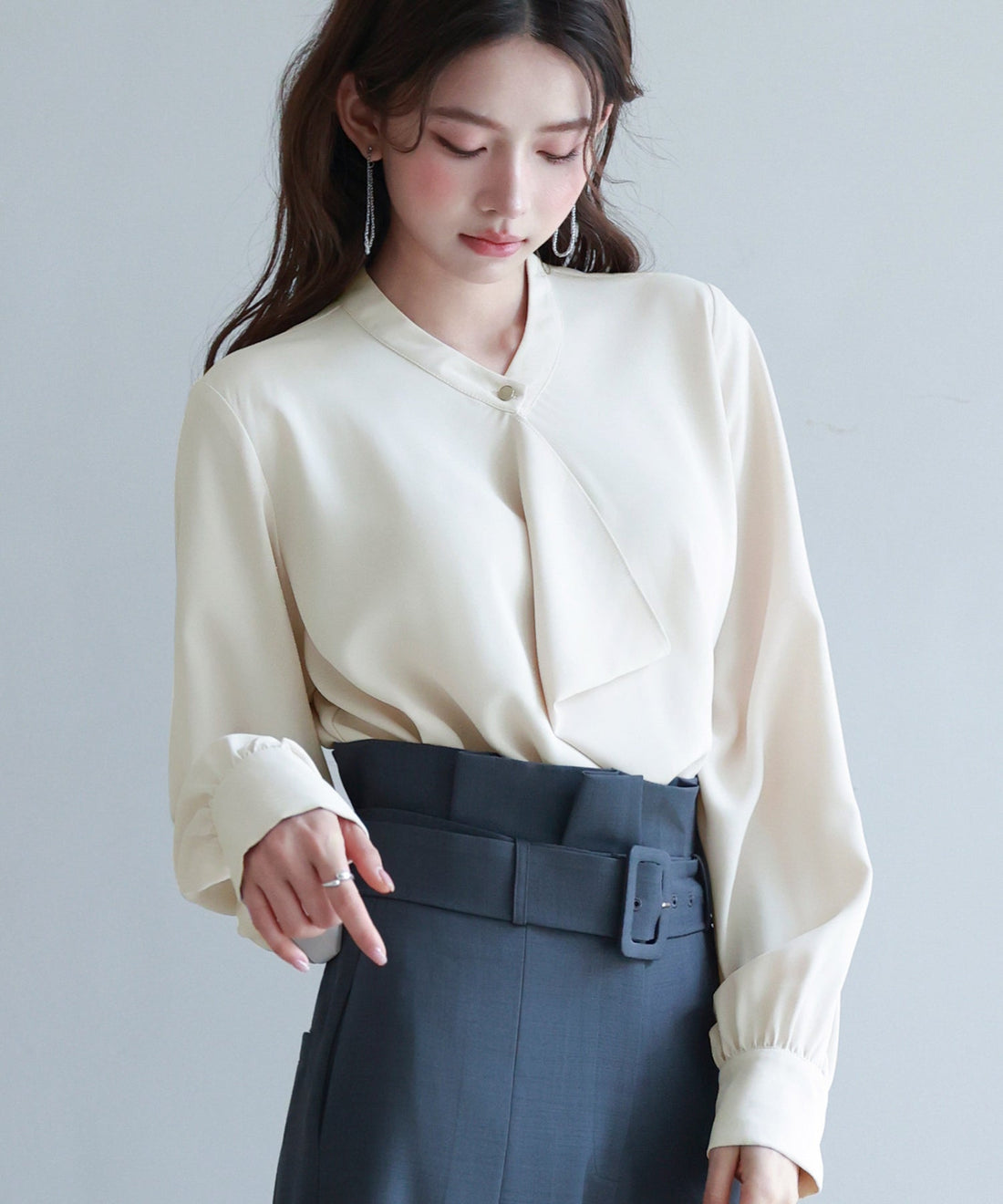 Fluid Ruffle Blouse with Gold Buttons OEM ODM reference 12 - additional view 12