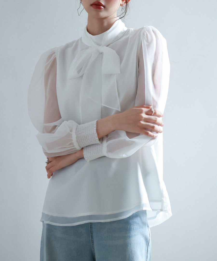 3-Way Organza Bow Blouse OEM ODM reference 1
