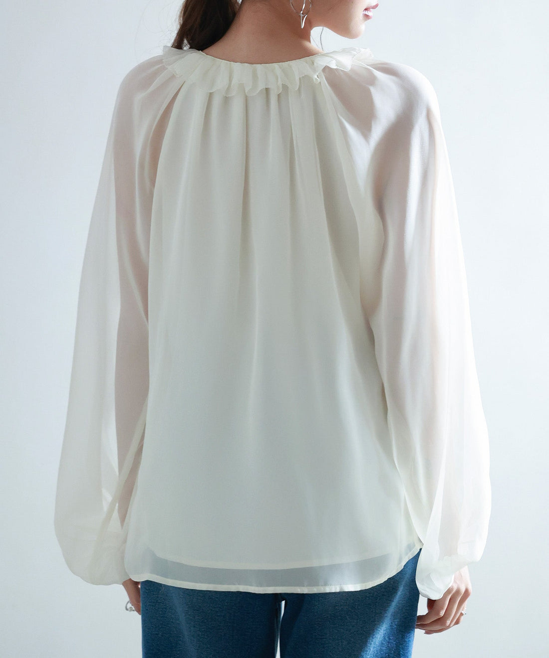 Ruffle-Neck Ribbon Chiffon Blouse OEM ODM reference 10 - additional view 10