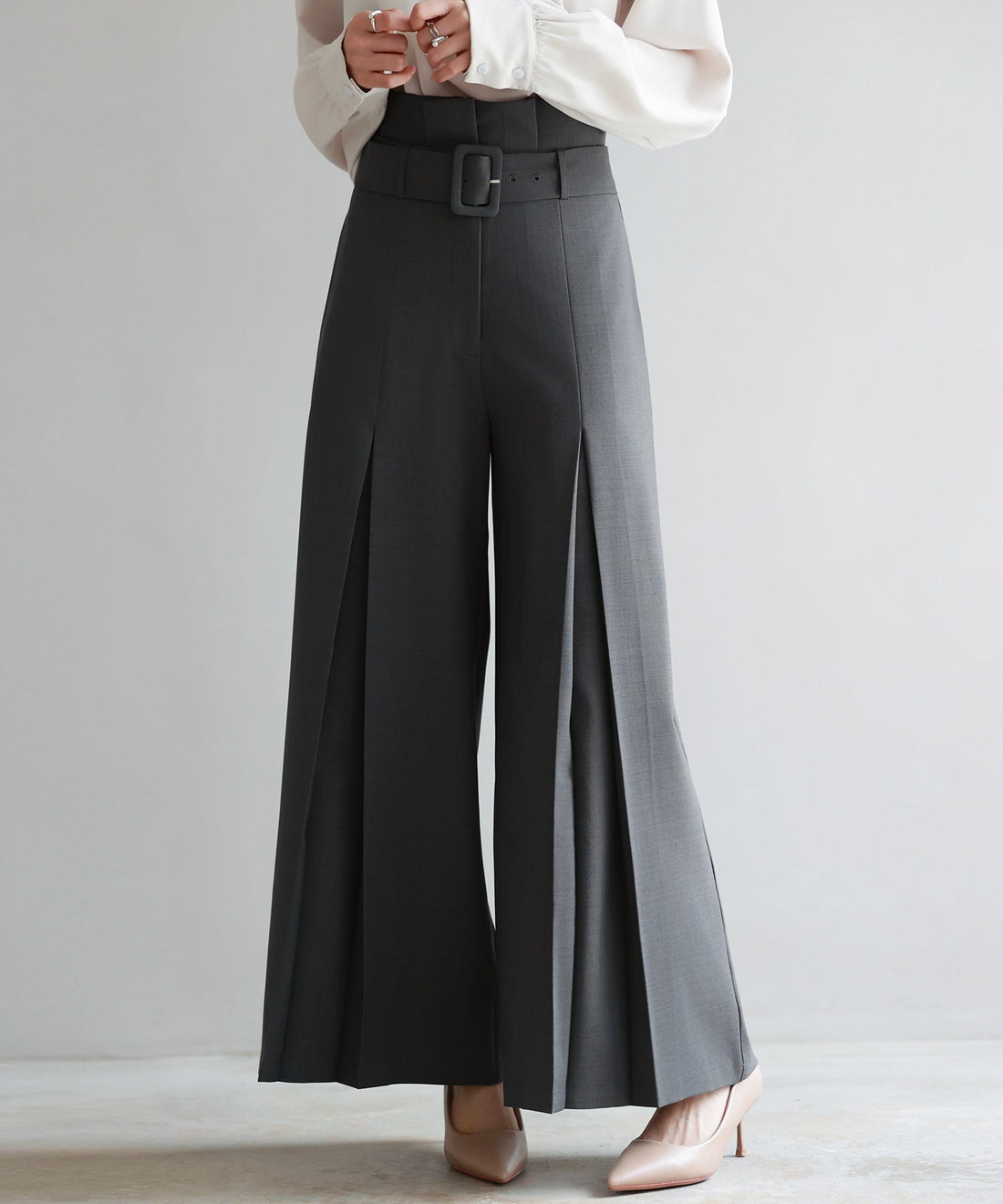 Belted High-Waist Wide-Leg Trousers OEM ODM reference 14 - additional view 14
