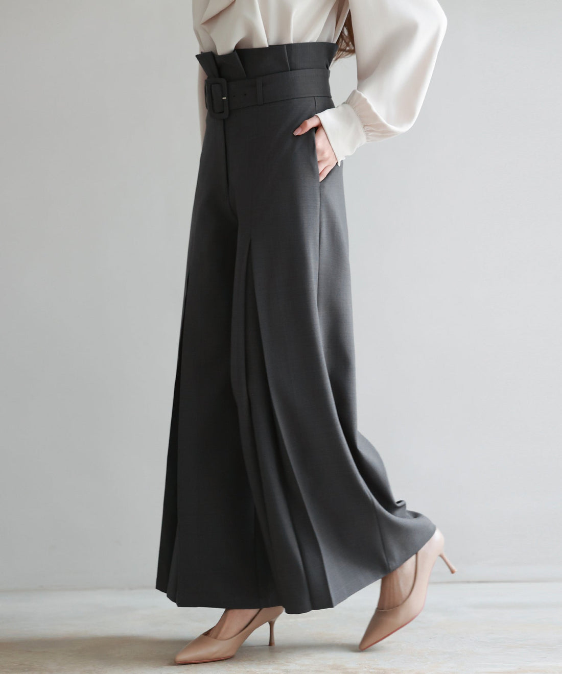 Belted High-Waist Wide-Leg Trousers OEM ODM reference 15 - additional view 15