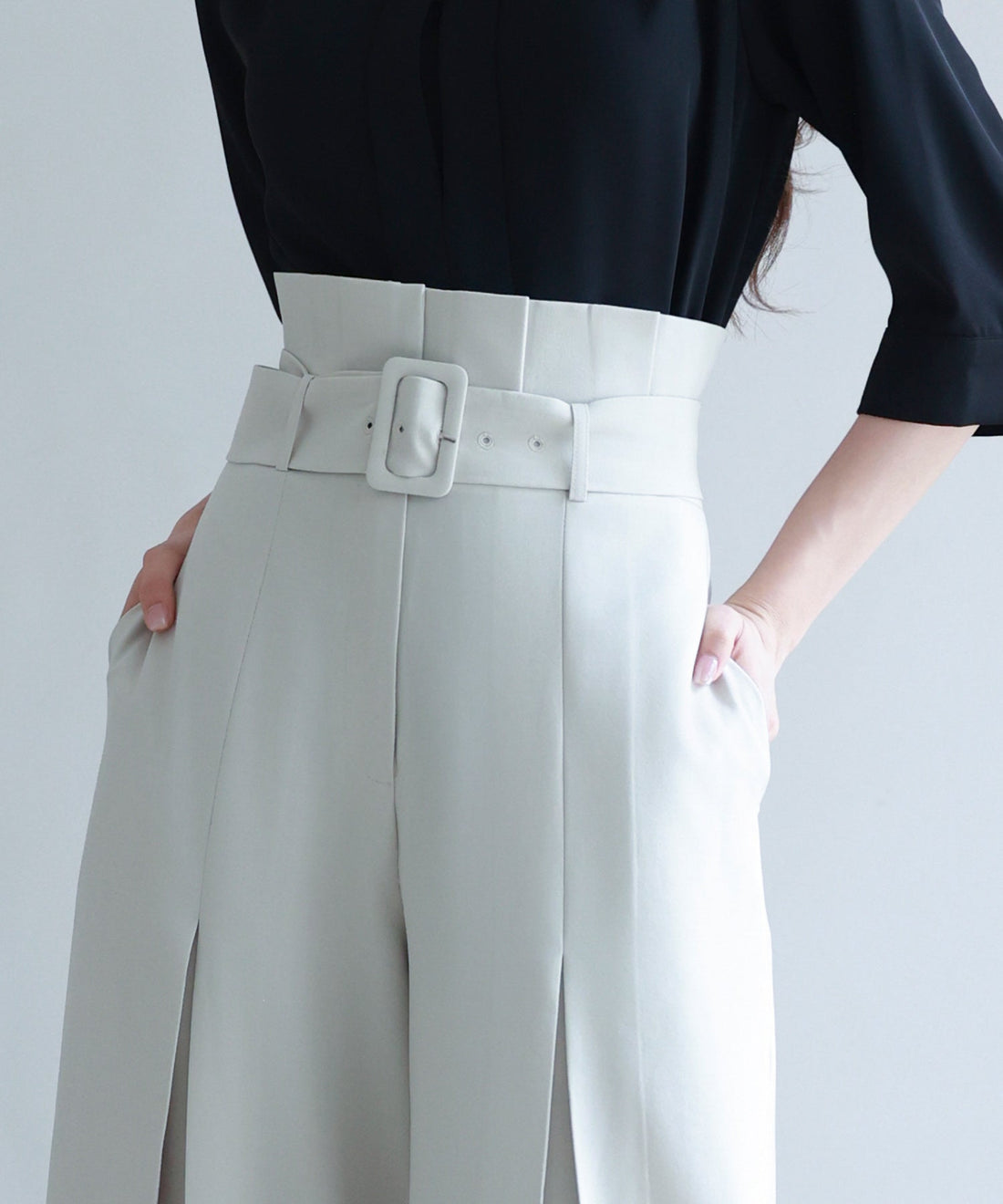 Belted High-Waist Wide-Leg Trousers OEM ODM reference 10 - additional view 10