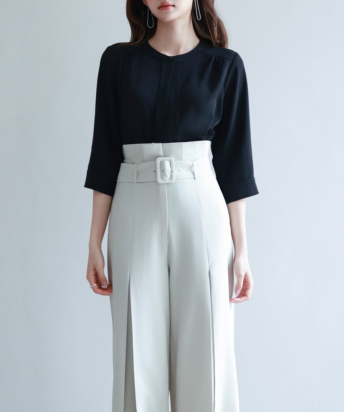 Belted High-Waist Wide-Leg Trousers OEM ODM reference 9 - additional view 9