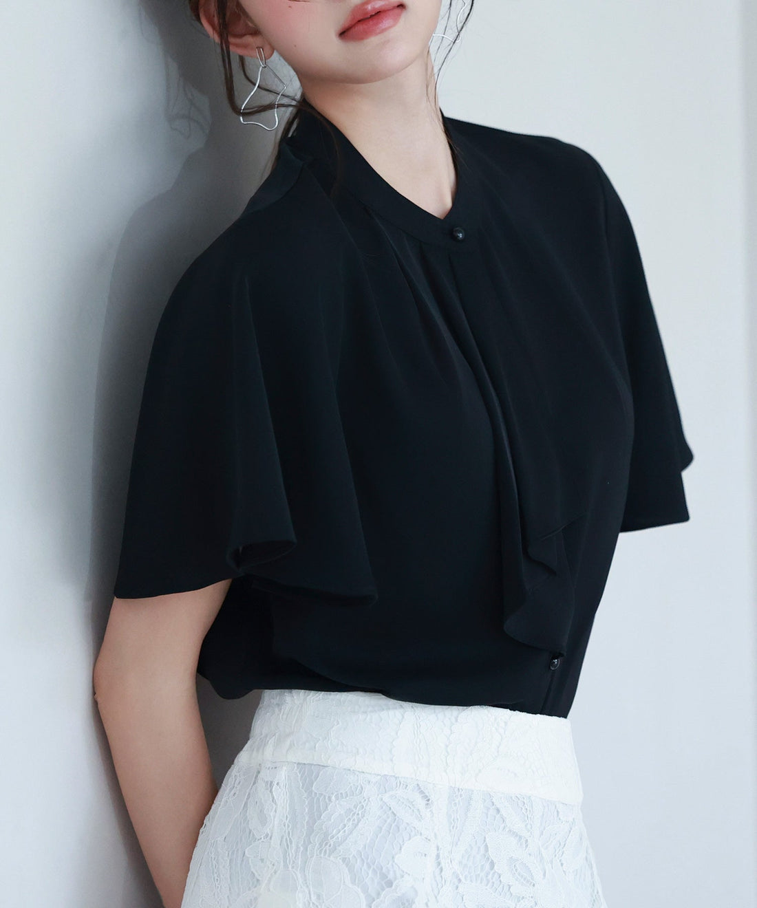 Bow-Tie Neck Flare-Sleeve Blouse OEM ODM reference 12 - additional view 12