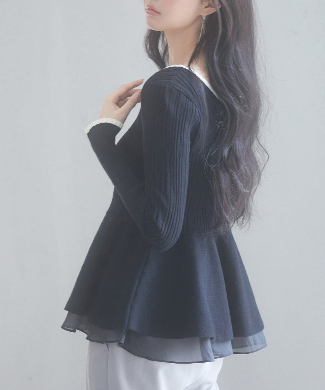Random-Rib Peplum-Hem Knit Pullover OEM ODM reference 15 - additional view 15