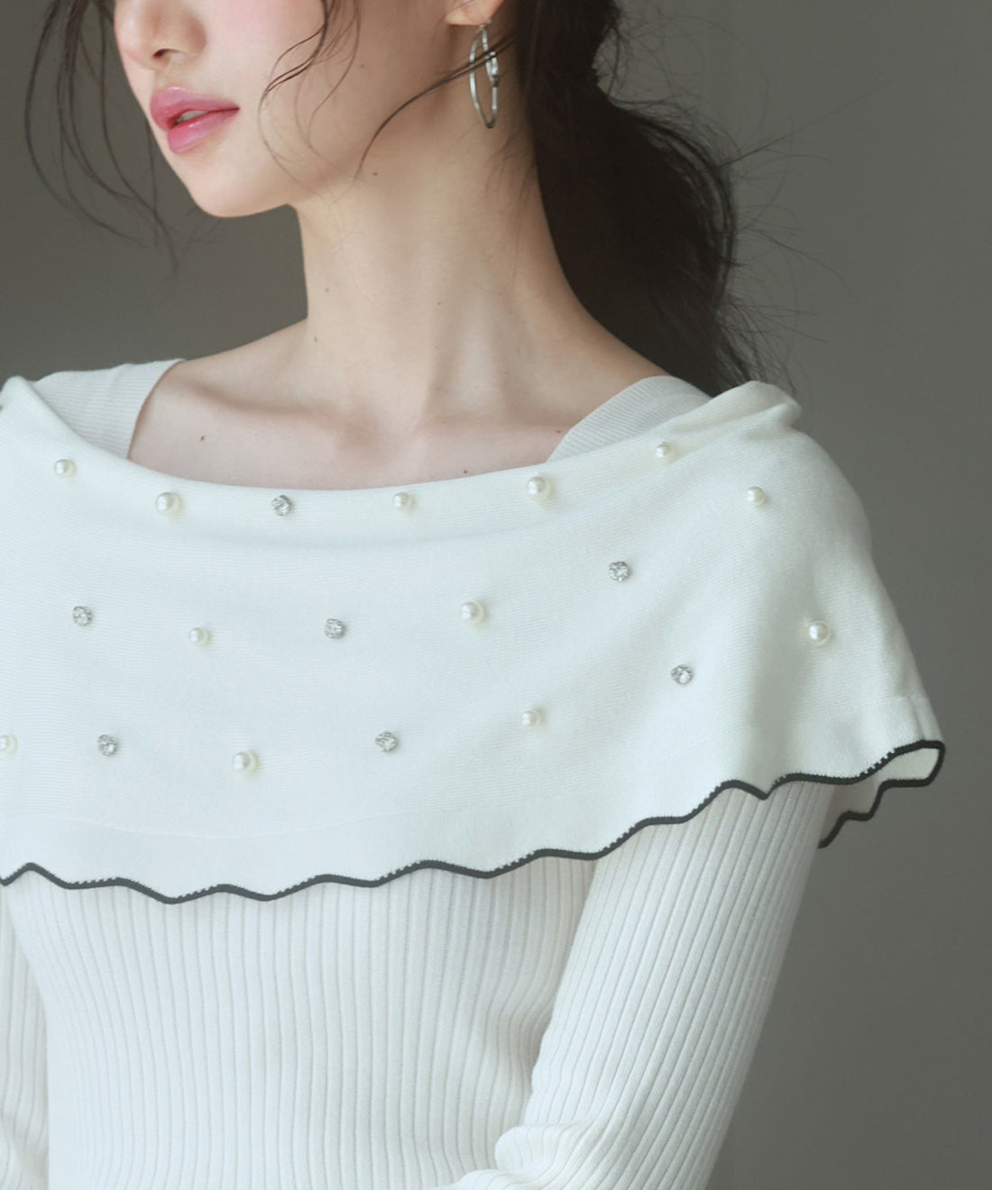 Pearl & Jewel Scallop-Collar Knit Pullover OEM ODM reference 9 - additional view 9