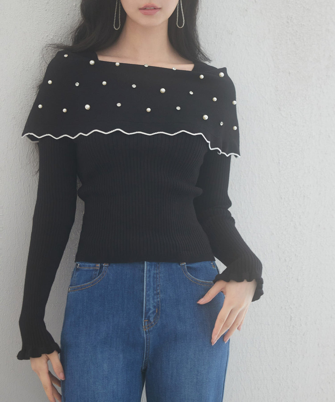 Pearl & Jewel Scallop-Collar Knit Pullover OEM ODM reference 11 - additional view 11