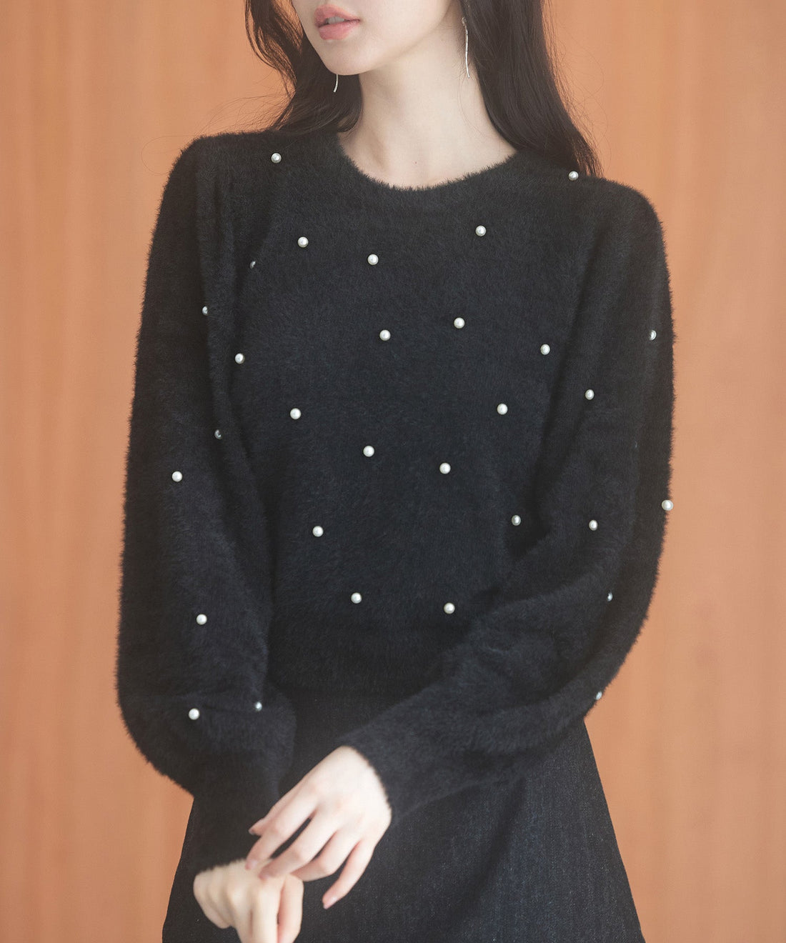 Pearl-Detail Shaggy Knit Pullover OEM ODM reference 11 - additional view 11