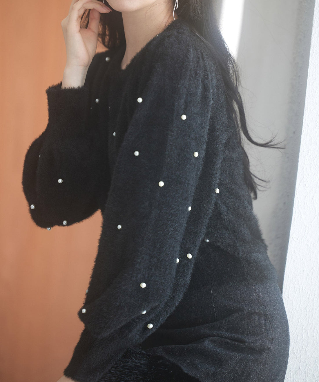 Pearl-Detail Shaggy Knit Pullover OEM ODM reference 13 - additional view 13