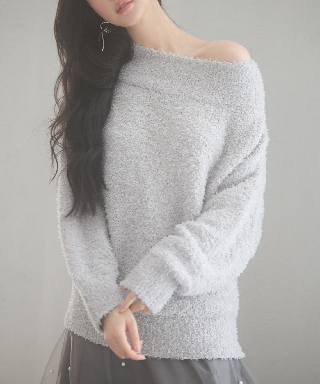 2-Way-Neck Tulle-Trim Knit Pullover OEM ODM reference 8 - additional view 8