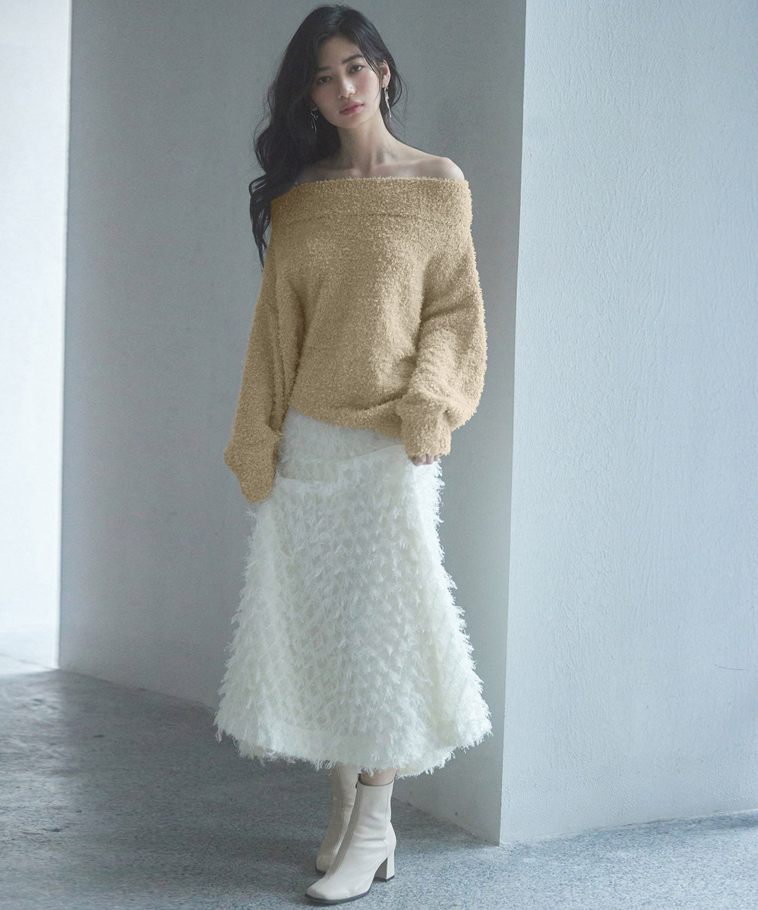 2-Way-Neck Tulle-Trim Knit Pullover OEM ODM reference 15 - additional view 15