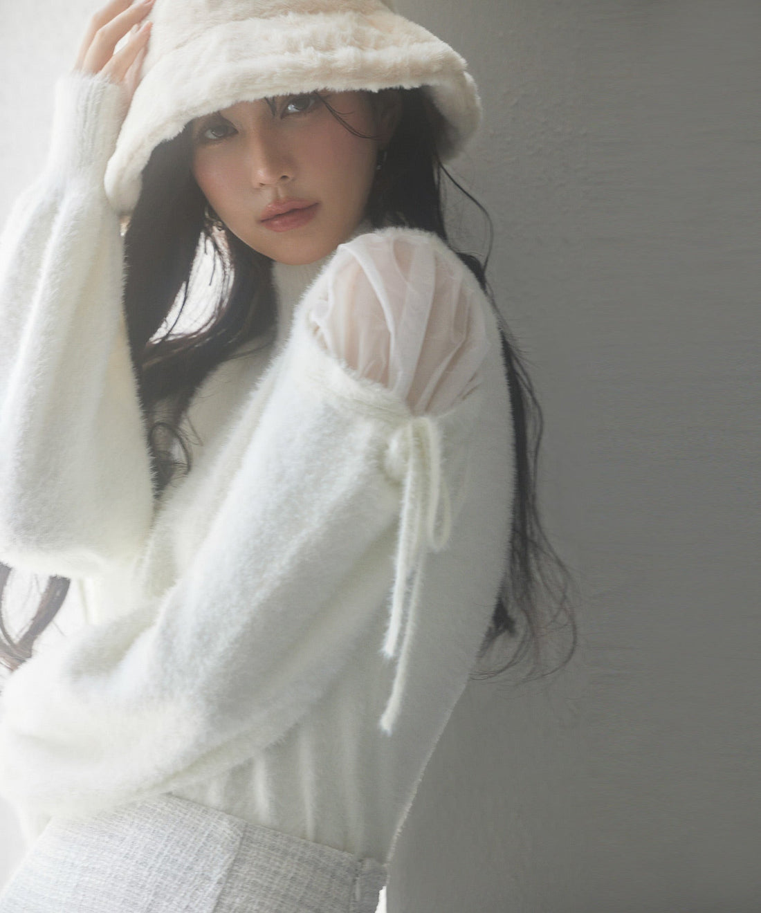 Open-Shoulder Shaggy Knit Pullover OEM ODM reference 11 - additional view 11