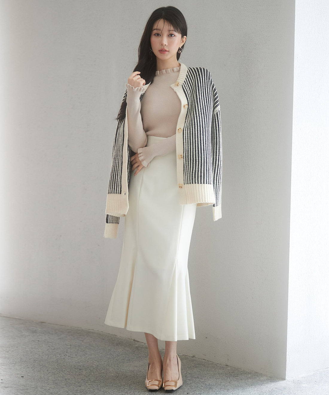 Two-Tone Striped Relaxed Knit Cardigan OEM ODM reference 10 - additional view 10
