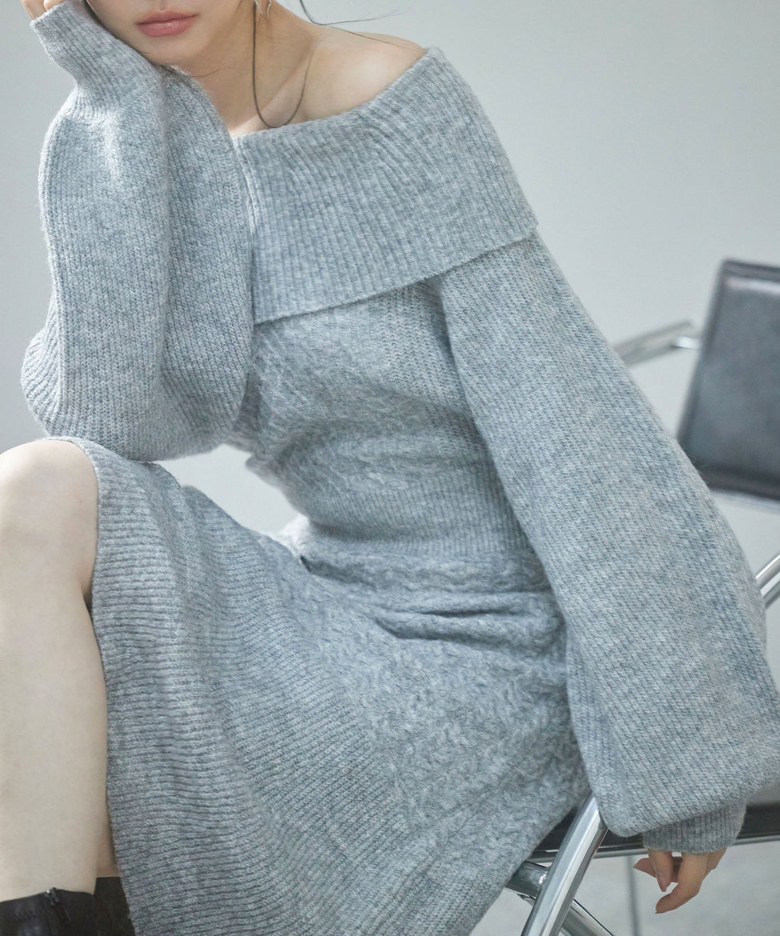 2-Way-Neck Above-Knee Knit Dress OEM ODM reference 15 - additional view 15