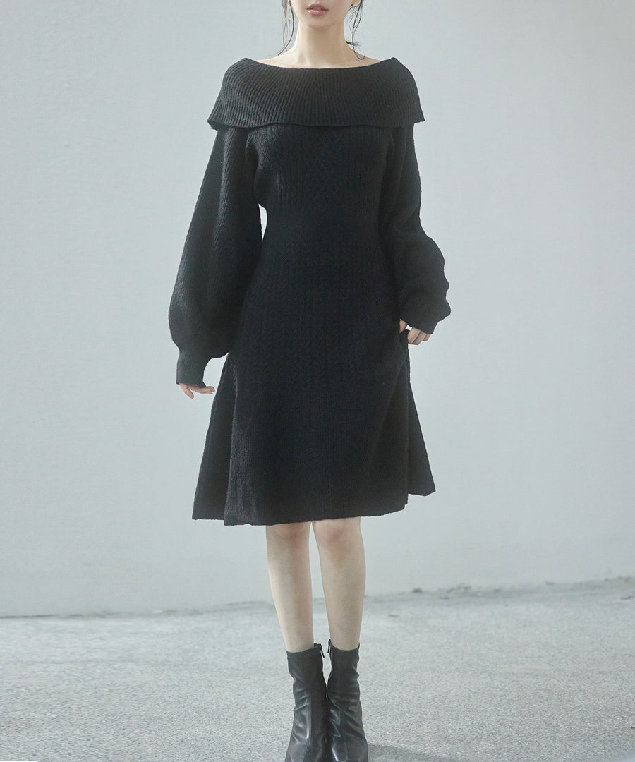 2-Way-Neck Above-Knee Knit Dress OEM ODM reference 1