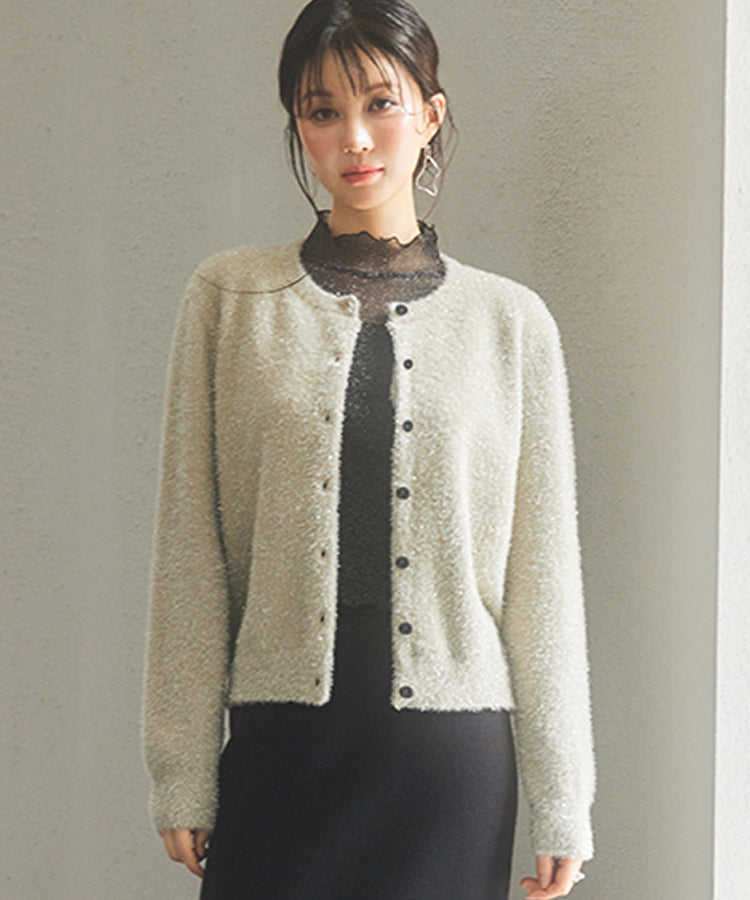 2-Way Long-Pile Lurex Knit Cardigan OEM ODM reference 14 - additional view 14