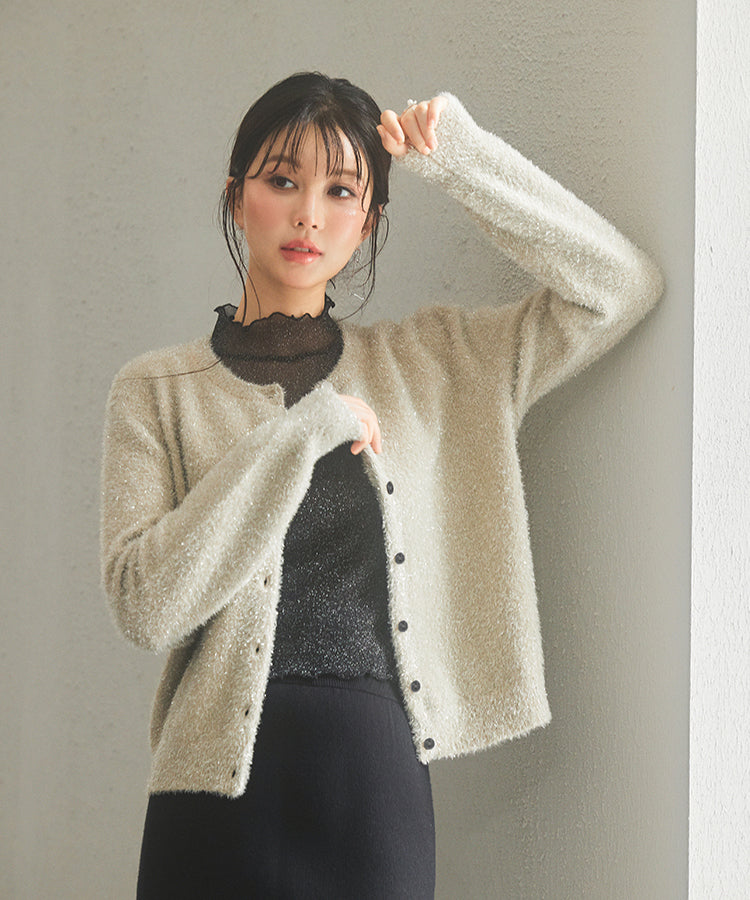 2-Way Long-Pile Lurex Knit Cardigan OEM ODM reference 15 - additional view 15