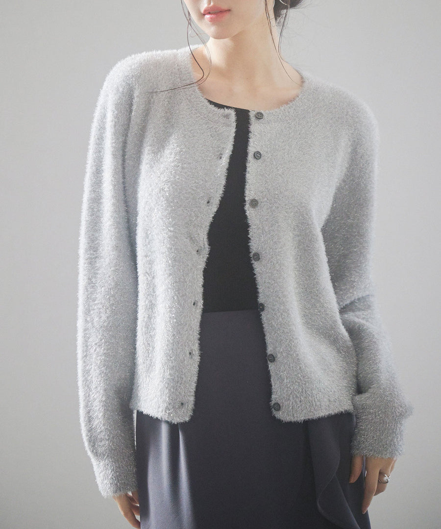 2-Way Long-Pile Lurex Knit Cardigan OEM ODM reference 1