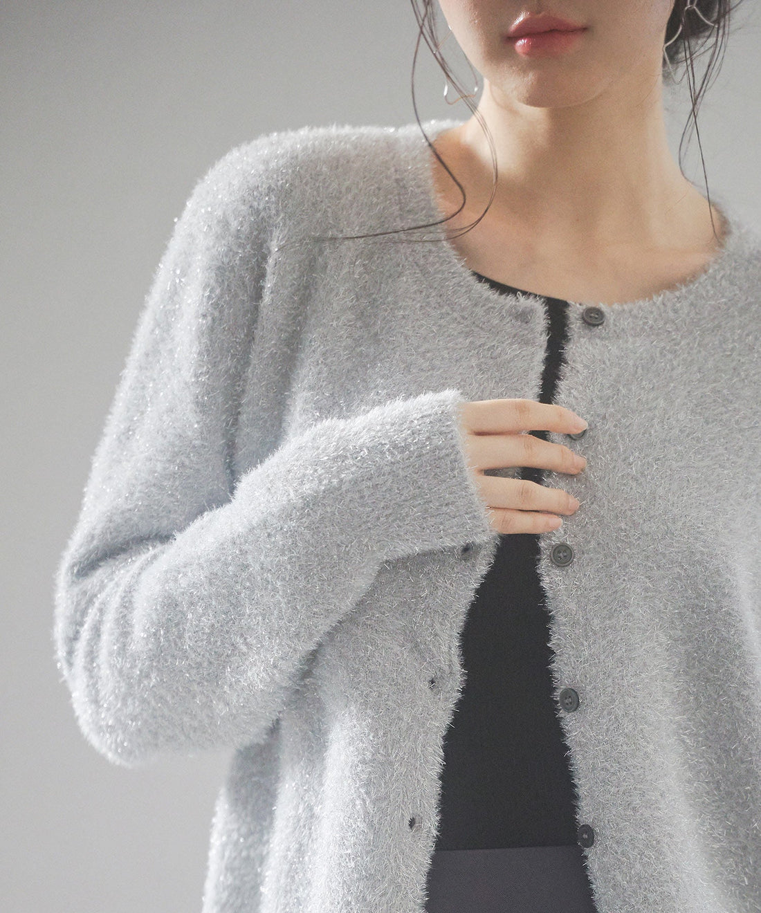 2-Way Long-Pile Lurex Knit Cardigan OEM ODM reference 8 - additional view 8