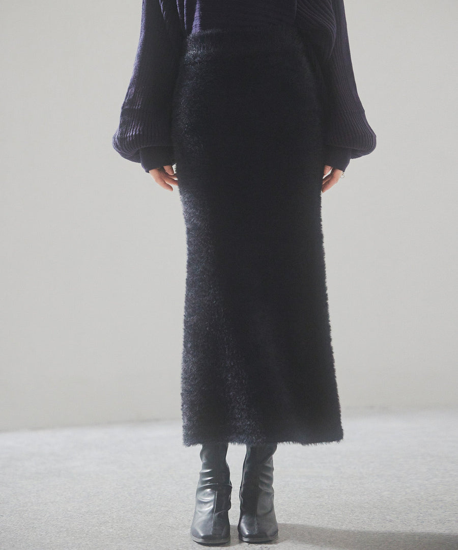Fluffy Shaggy Fitted Knit Skirt OEM ODM reference 1