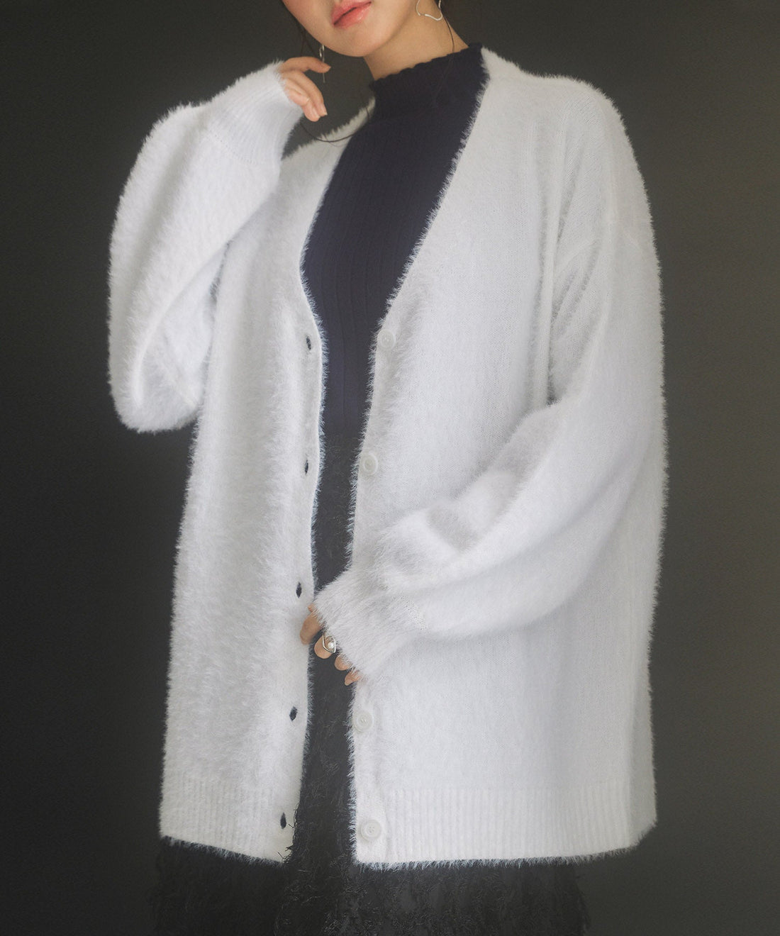 V-Neck Drop-Shoulder Shaggy Cardigan OEM ODM reference 9 - additional view 9