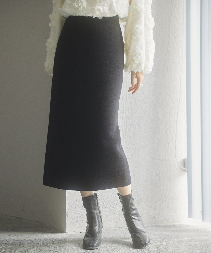 Brushed-Lining Fitted Knit Skirt OEM ODM reference 1
