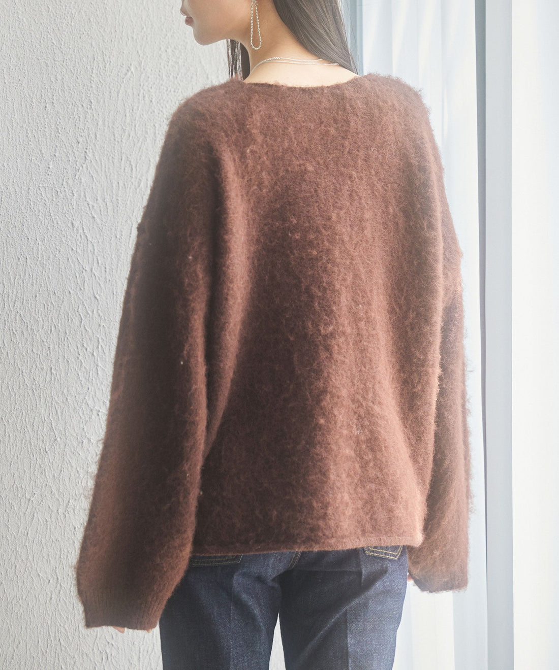 Deep V-Neck Drop-Shoulder Knit Pullover OEM ODM reference 15 - additional view 15