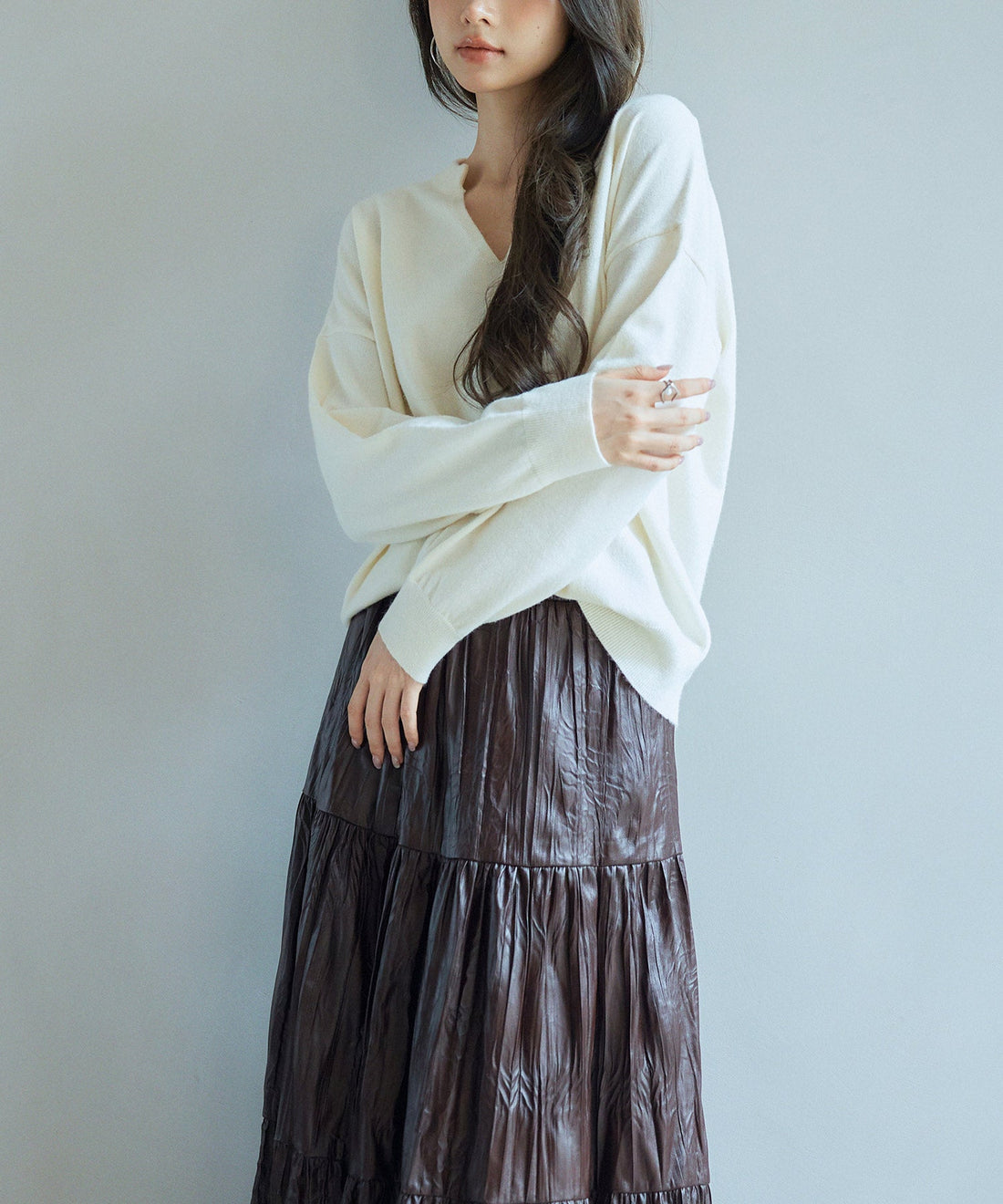 Key-Neck Drop-Shoulder Knit Pullover OEM ODM reference 9 - additional view 9