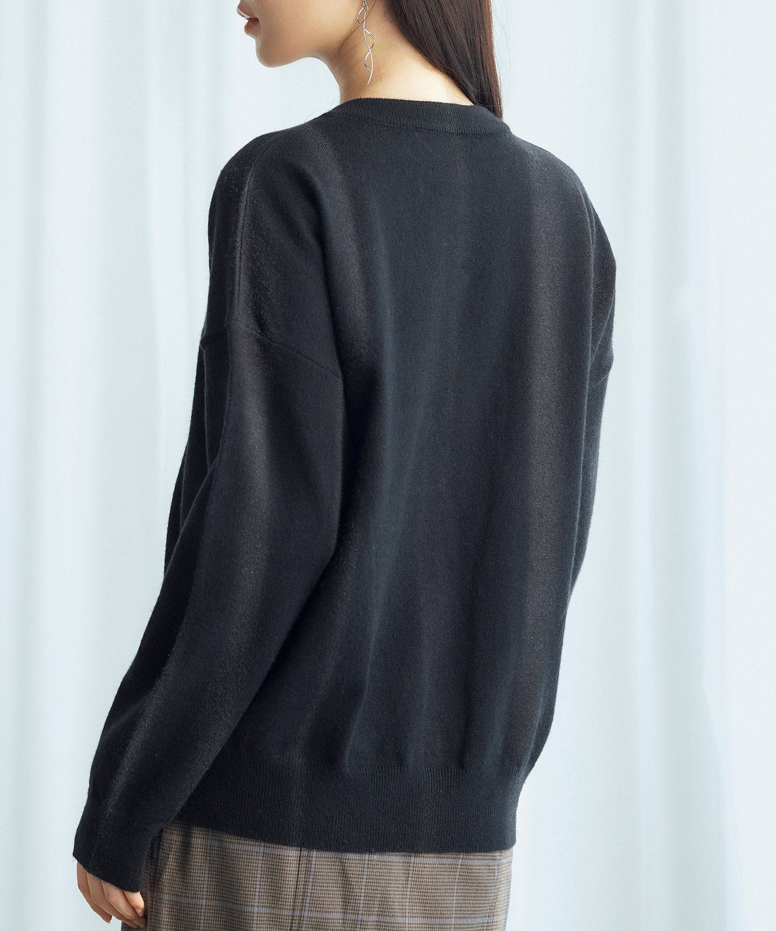Key-Neck Drop-Shoulder Knit Pullover OEM ODM reference 15 - additional view 15