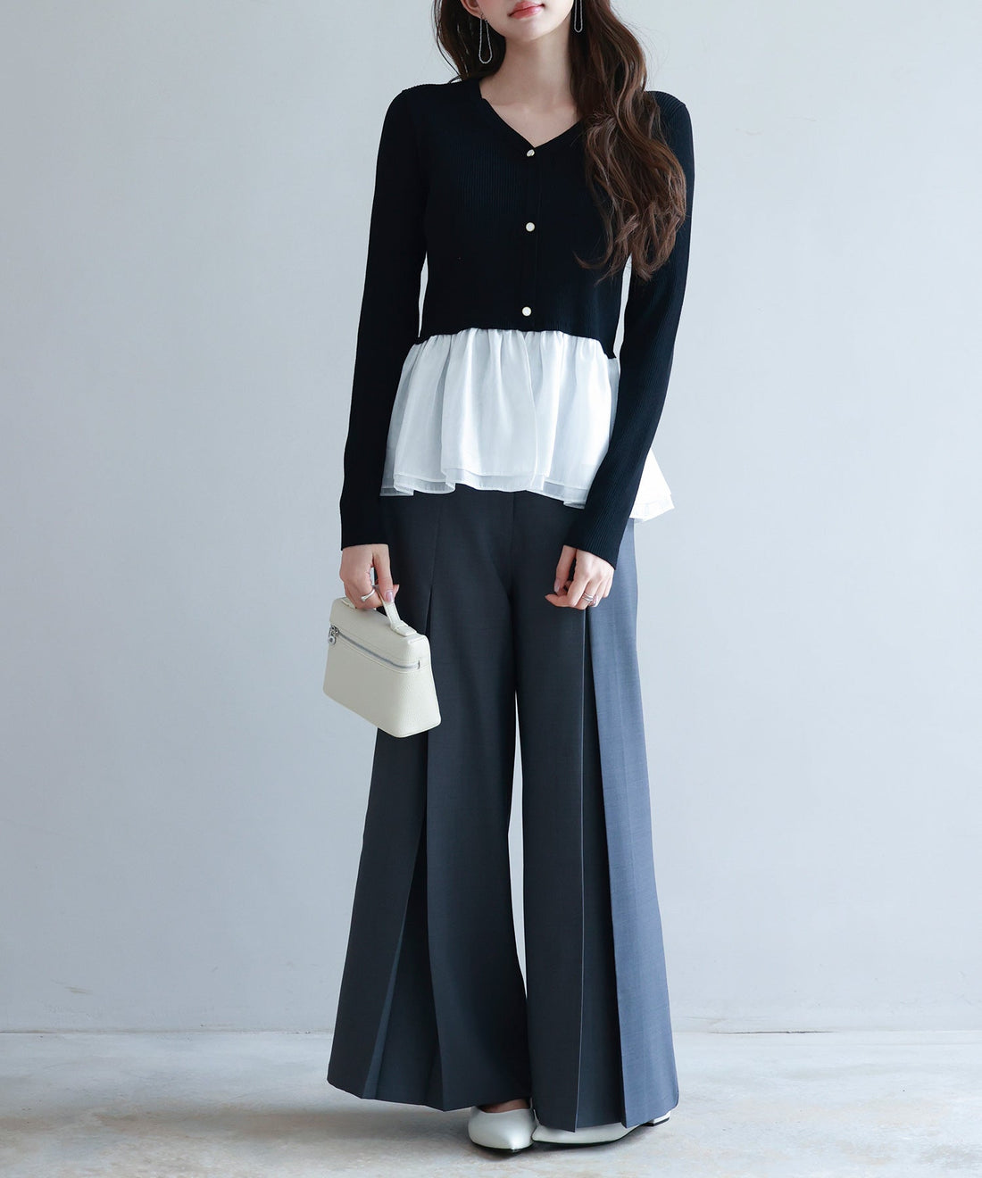 Mixed-Material Peplum-Hem Knit Pullover OEM ODM reference 13 - additional view 13
