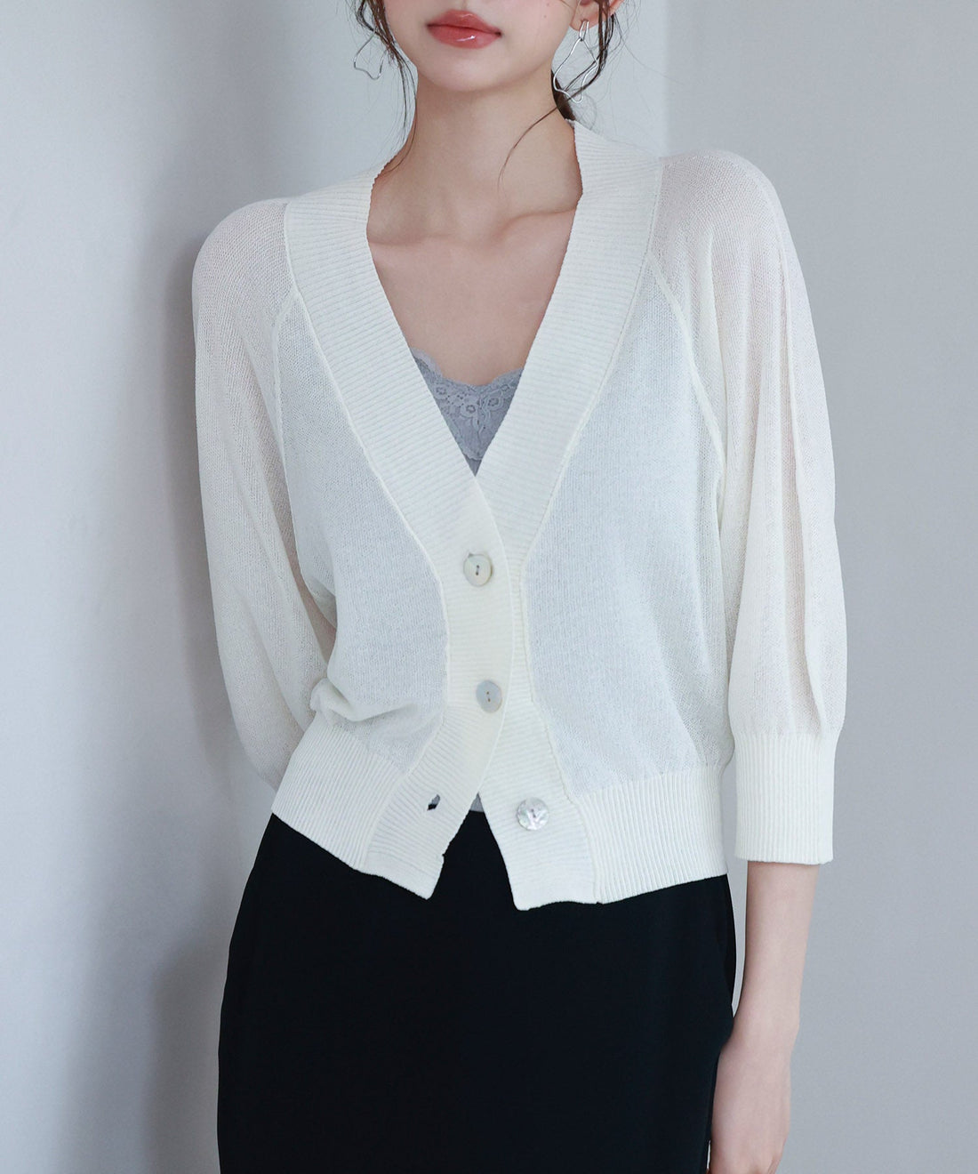 Raglan-Sleeve V-Neck Cardigan OEM ODM reference 8 - additional view 8