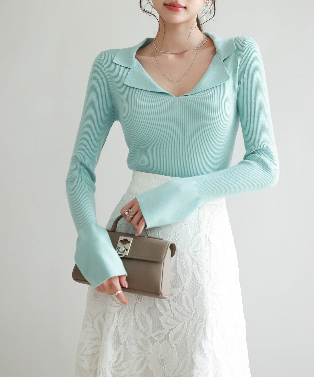 Rib-Knit Polo-Neck Pullover OEM ODM reference 12 - additional view 12