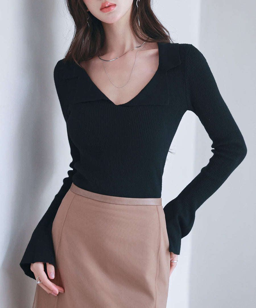 Rib-Knit Polo-Neck Pullover OEM ODM reference 1