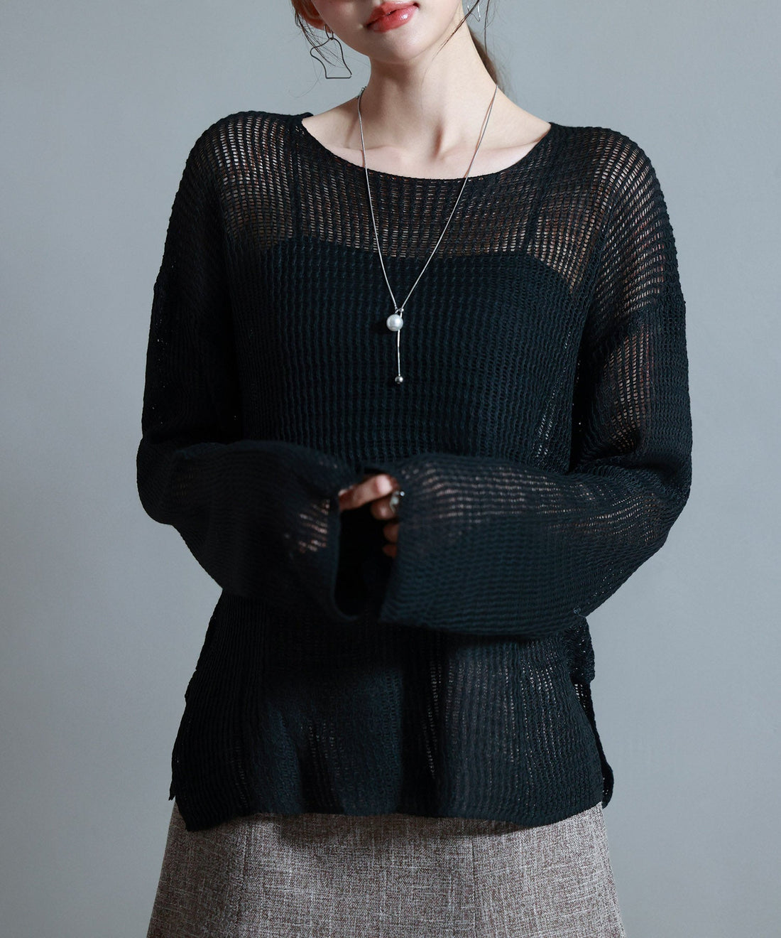Openwork Oversized Knit Pullover OEM ODM reference 12 - additional view 12
