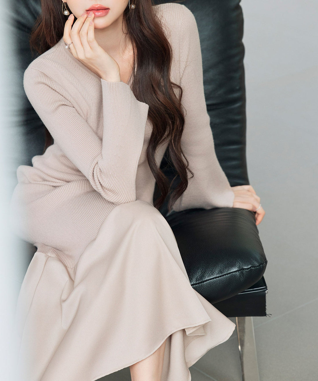 Mixed-Material Mermaid Knit Dress OEM ODM reference 9 - additional view 9