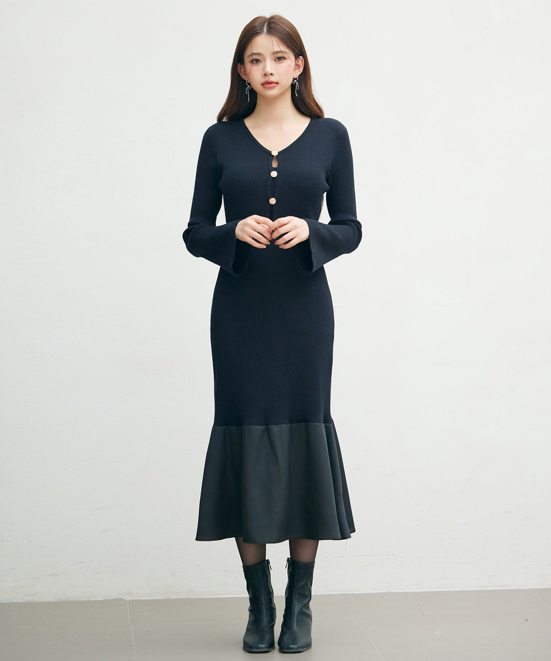 Mixed-Material Mermaid Knit Dress OEM ODM reference 14 - additional view 14