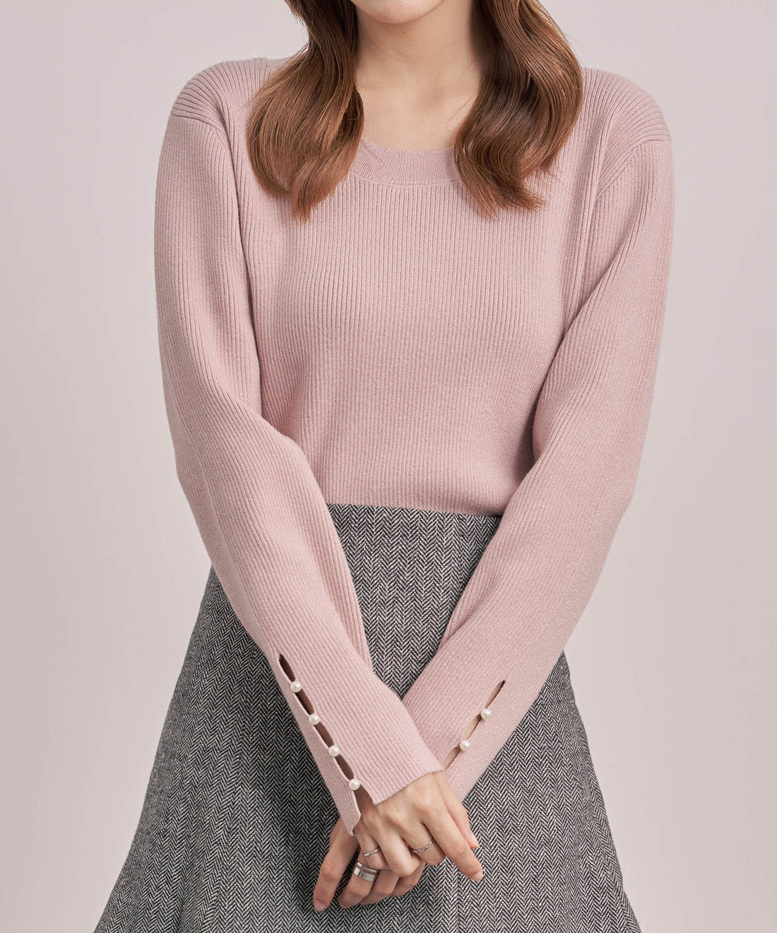 Metallic Jewel-Neck Knit Top OEM ODM reference 8 - additional view 8