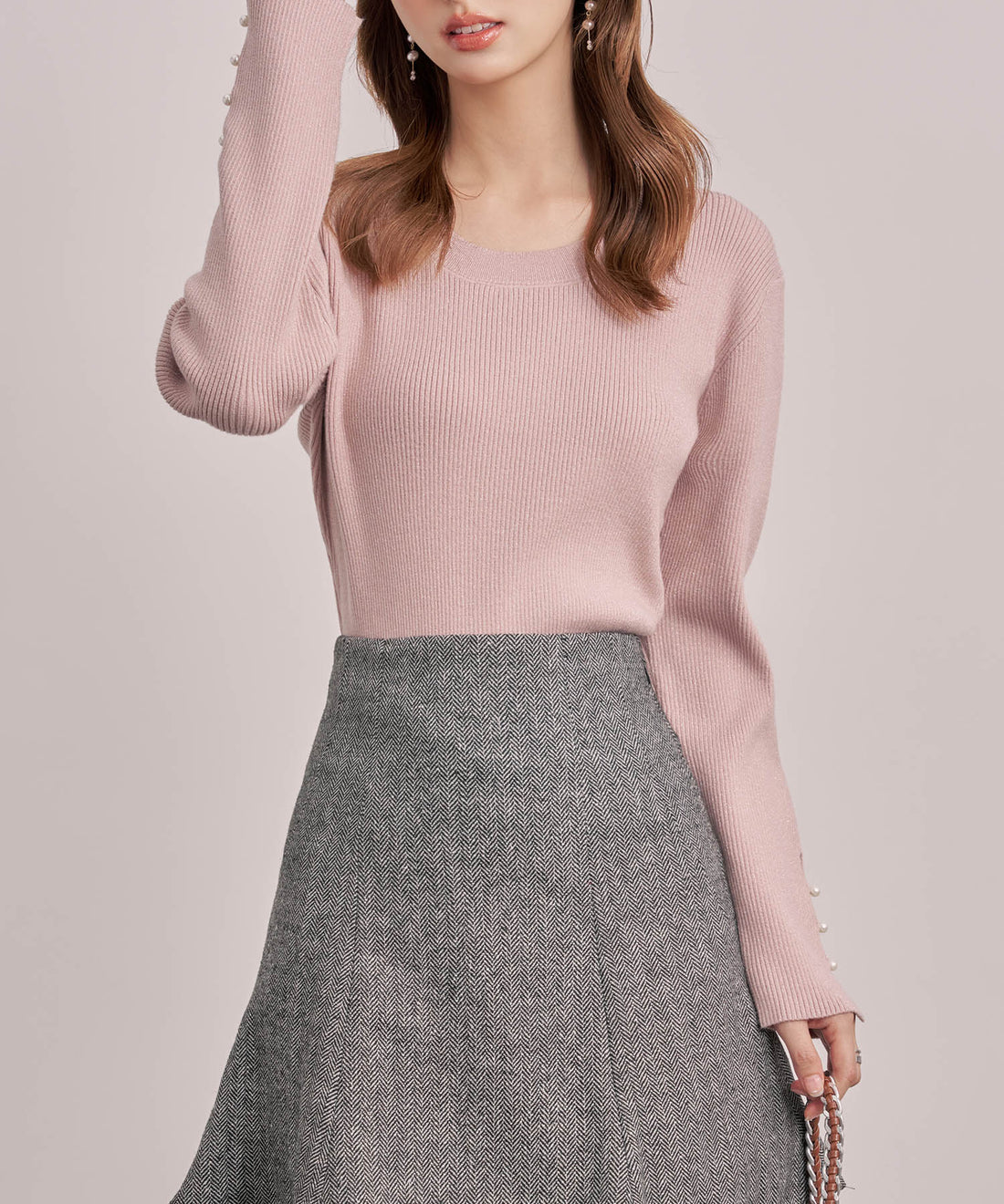 Metallic Jewel-Neck Knit Top OEM ODM reference 9 - additional view 9