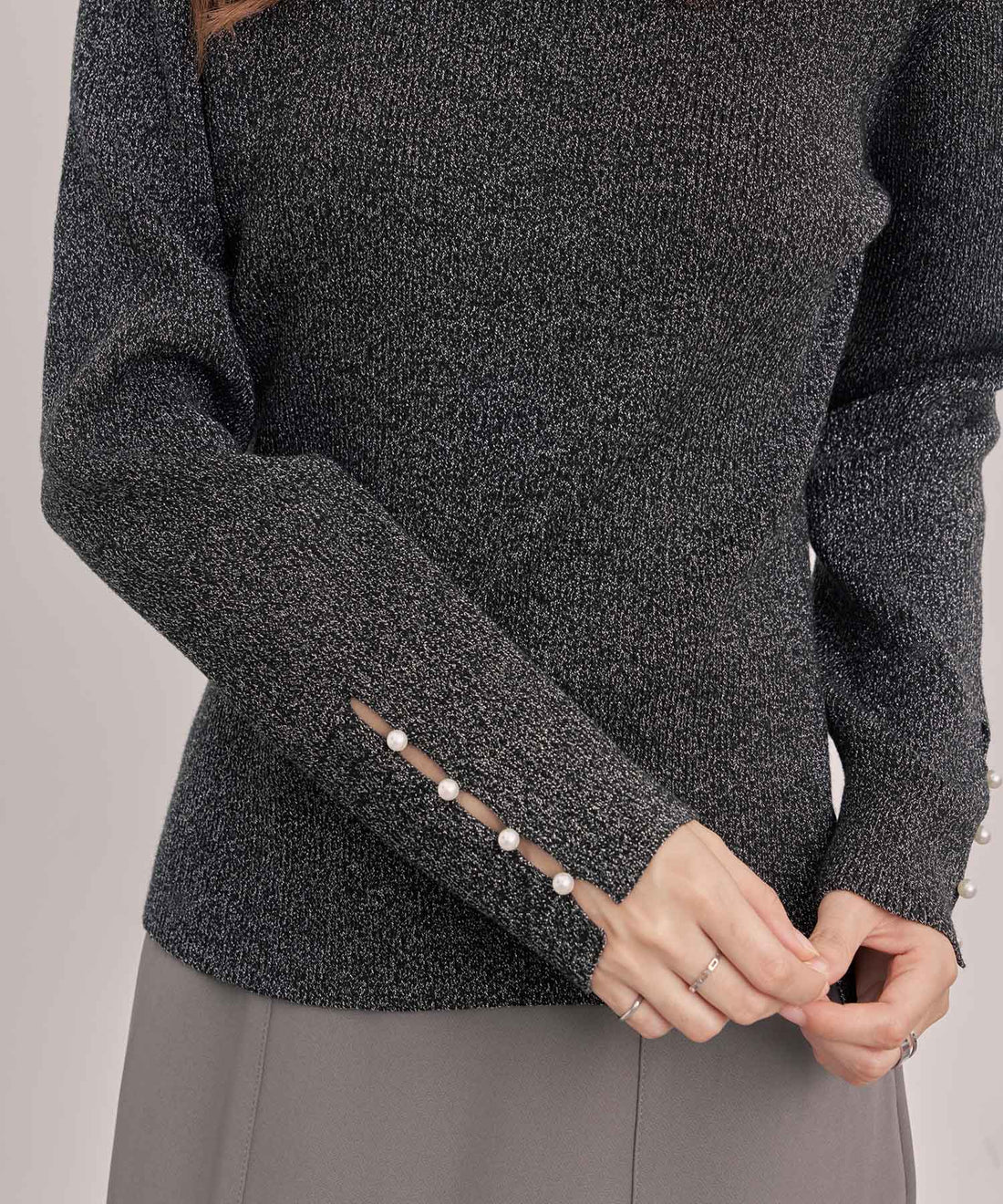 Metallic Jewel-Neck Knit Top OEM ODM reference 15 - additional view 15